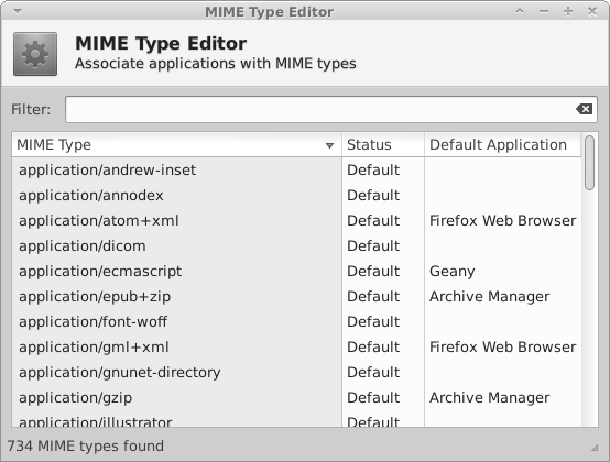 MIME type associations